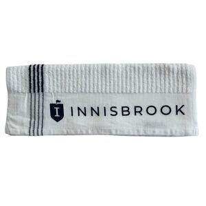 Innisbrook White Tennis Pickleball Towel with Blue Stripes and Innisbrook Logo